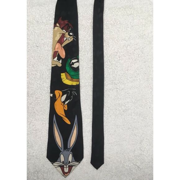 Looney Tunes Mania Vintage Cartoon Bugs Bunny Daffy Taz Men’s Novelty Tie - Picture 2 of 7